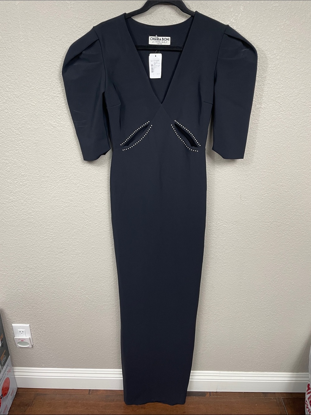 NWT Chiara Boni Castelo Maxi Dress Gown Black Cut Out Sz 44 - Picture 4 of 15